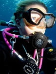 pink miflex hoses on diver in cyprus